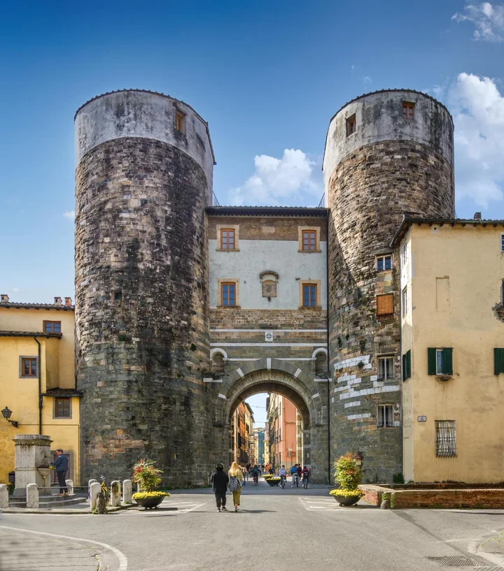 Romanesque church exterior in the hamlet of Lammari near Lucca