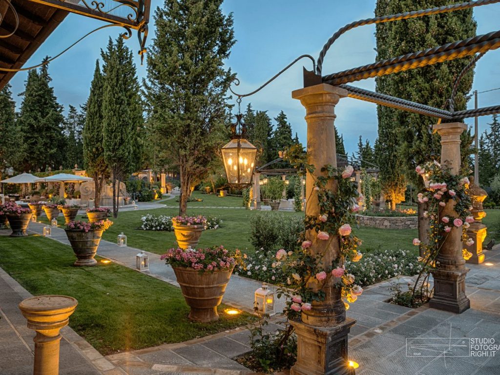 Welcome dinner pizza setup at Tenuta i Massini