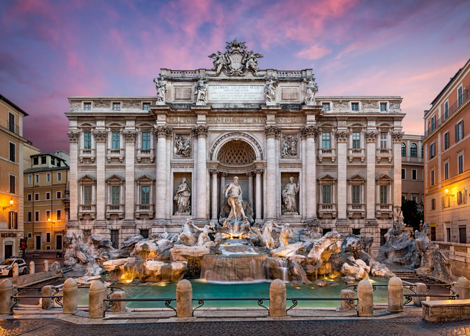 Trevi Fountain and historic Roman architecture