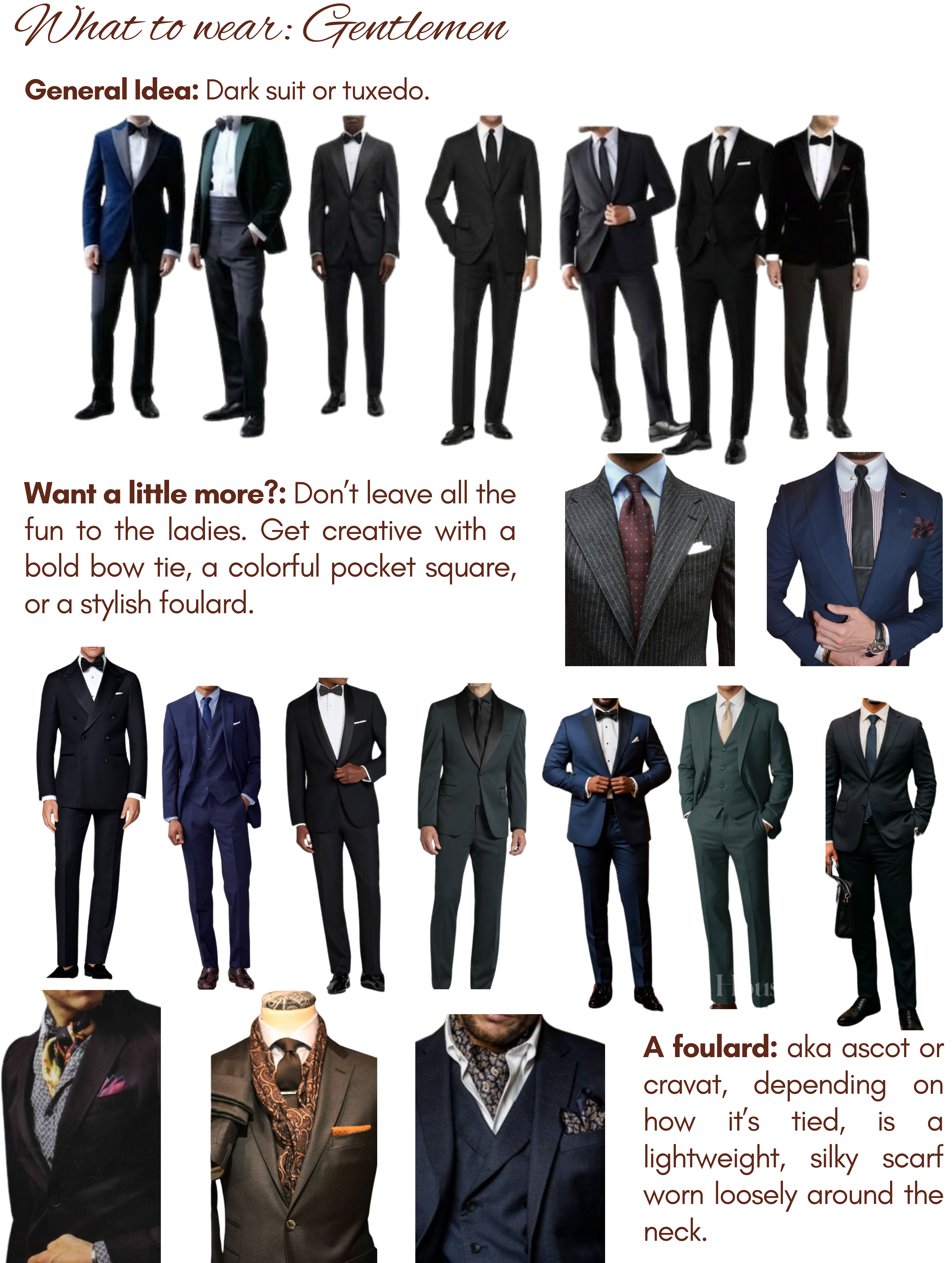 Wedding attire guide for gentlemen.